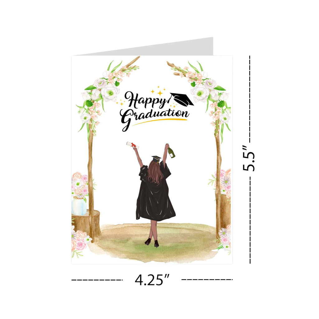 Graduation Card for Her Illustrated Congrats Card for Best Friend, Sister, Girlfriend, Cousin, Bestie – Blank Inside – Handmade in USA