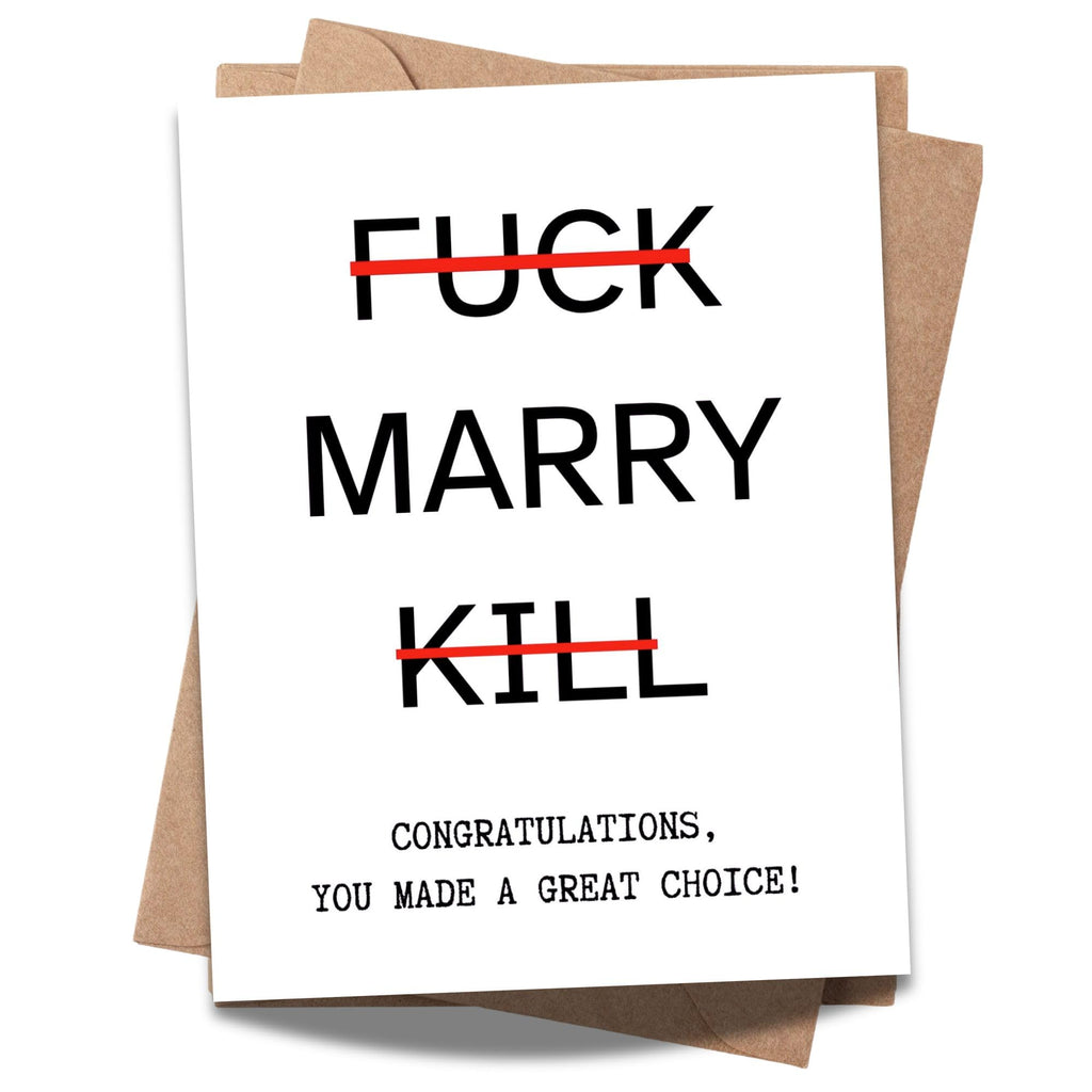 Funny Wedding Card for Couple – You Picked Marry and Made a Great Choice – Engagement or Marriage Congrats Card for Friends, Him or Her – Handmade in USA