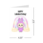 Cute Birthday Card Compatible with Labubu Birthday Theme, Handmade Greeting Card for Kids, Friends, Collectors, Anime-Inspired Gift