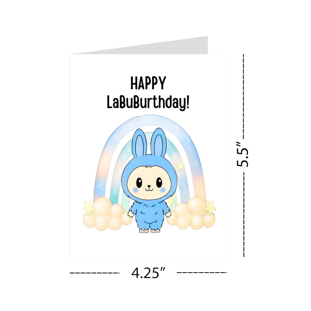 Cute Birthday Card Compatible with Labubu Birthday Theme, Handmade Greeting Card for Kids, Friends, Collectors, Anime-Inspired Gift