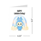 Cute Birthday Card Compatible with Labubu Birthday Theme, Handmade Greeting Card for Kids, Friends, Collectors, Anime-Inspired Gift