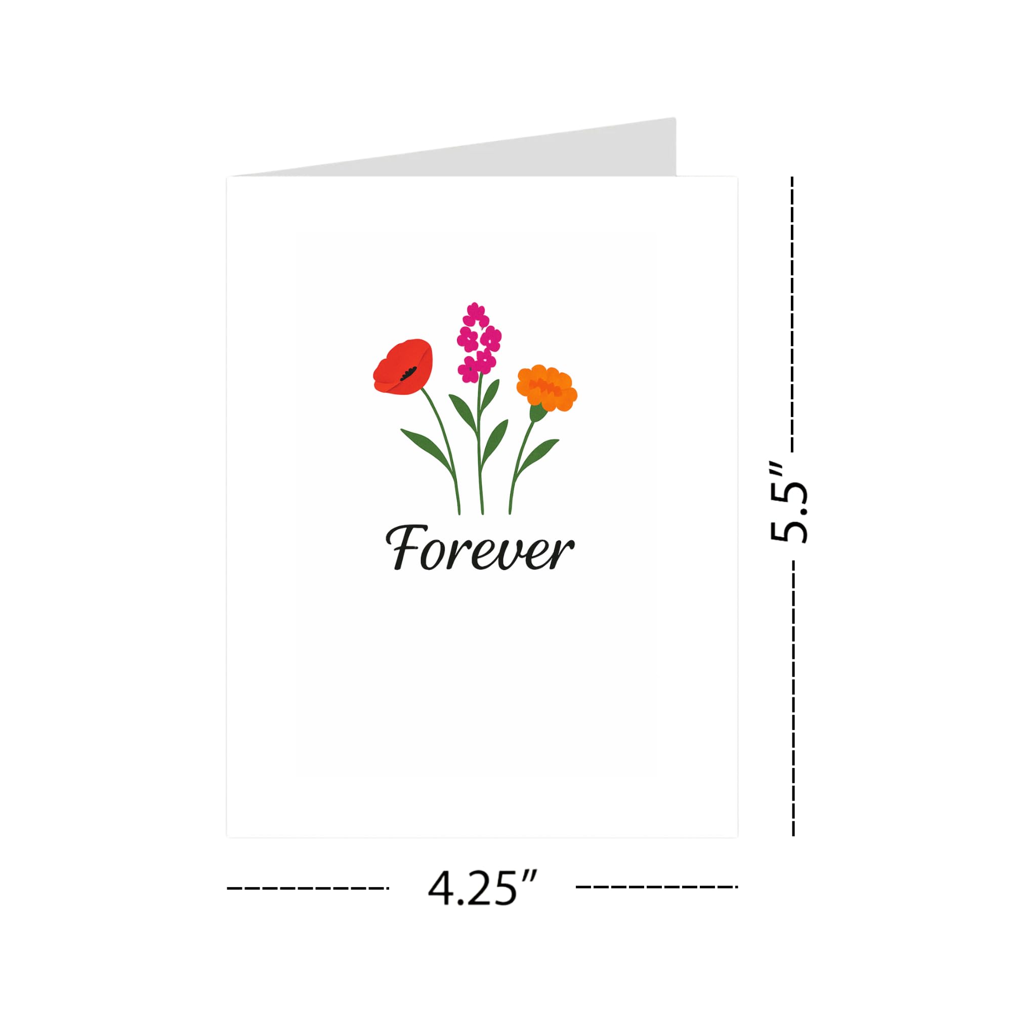 Forever Greeting Card – Minimalist Floral Illustration with Elegant Script – Blank Inside – 4.25x5.5 inch Card for Love, Friendship, or Sympathy