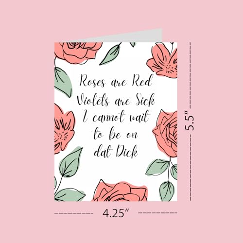 Funny Naughty Postcard for Him – Roses Are Red Violets Are Sick I Cannot Wait to Be on Dat D. – Flirty & Cheeky Gift for Boyfriend or Husband – 4.25” x 5.5”