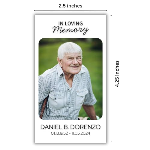 Custom Funeral Memorial Cards – Double-Sided with Photo, Prayer & Poem, Personalized Tribute Keepsakes, Remembrance, Sympathy, Comfort, Funeral Favors