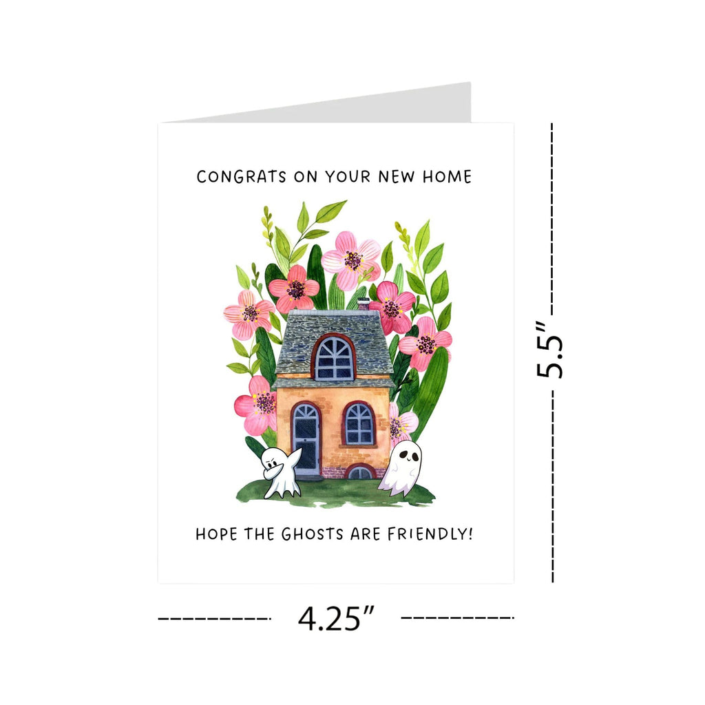 Funny Housewarming Card for New Homeowners – Congrats on Your New Home Hope the Ghosts Are Friendly – Greeting Card for Friends Family Couples – Handmade in USA