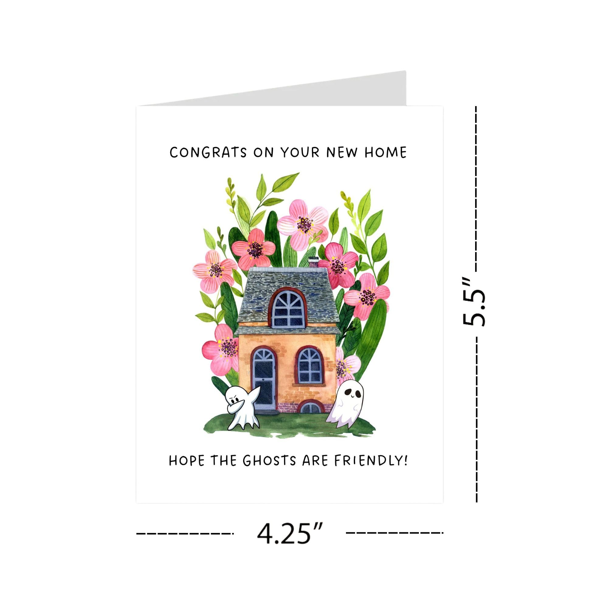 Funny Housewarming Card for New Homeowners – Congrats on Your New Home Hope the Ghosts Are Friendly – Greeting Card for Friends Family Couples – Handmade in USA