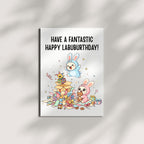 Cute Birthday Card Compatible with Labubu Birthday Theme, Collectible-Inspired Anime Character Greeting Card for Friends Kids Men Women handmade Gift