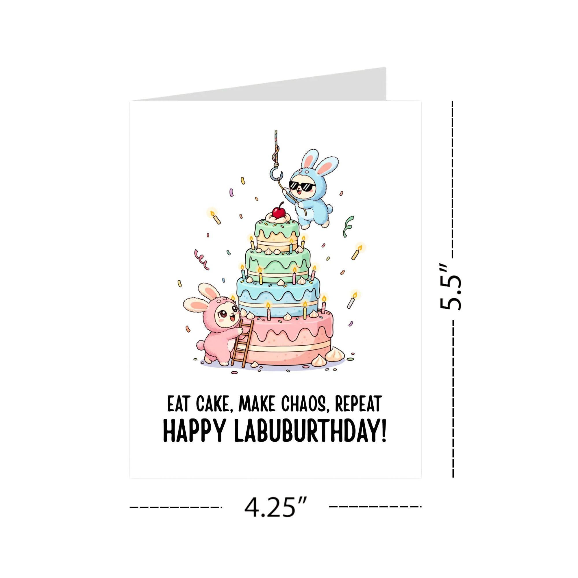 Cute Anime Birthday Card Compatible with Labubu Birthday Theme Handmade Collectible Character Greeting Card for Friends Kids Women Men Unique Gift