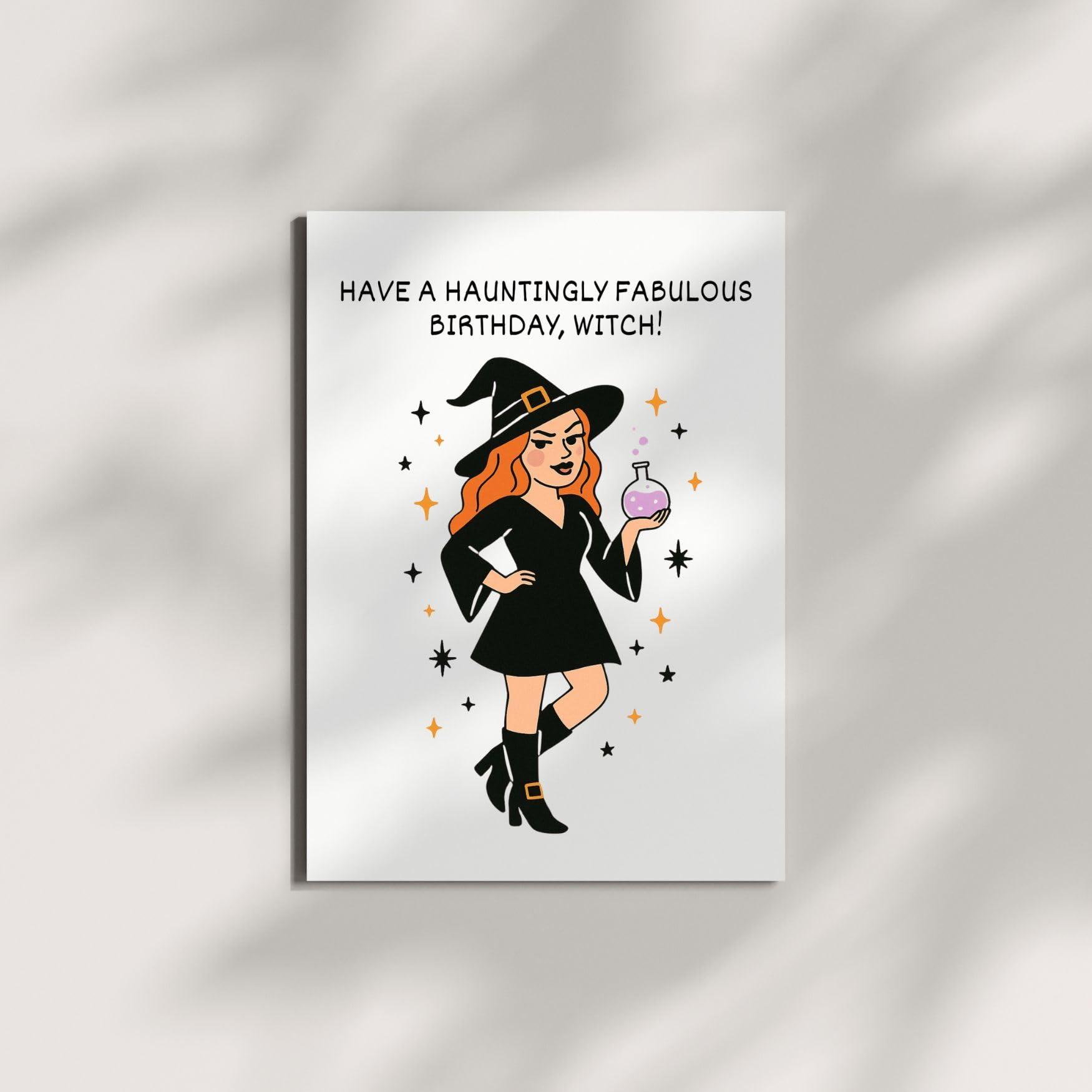 Funny Birthday Card Have a Hauntingly Fabulous Birthday Witch Spooky Cute Greeting for Women, Friends, Coworkers, Kids Handmade in USA