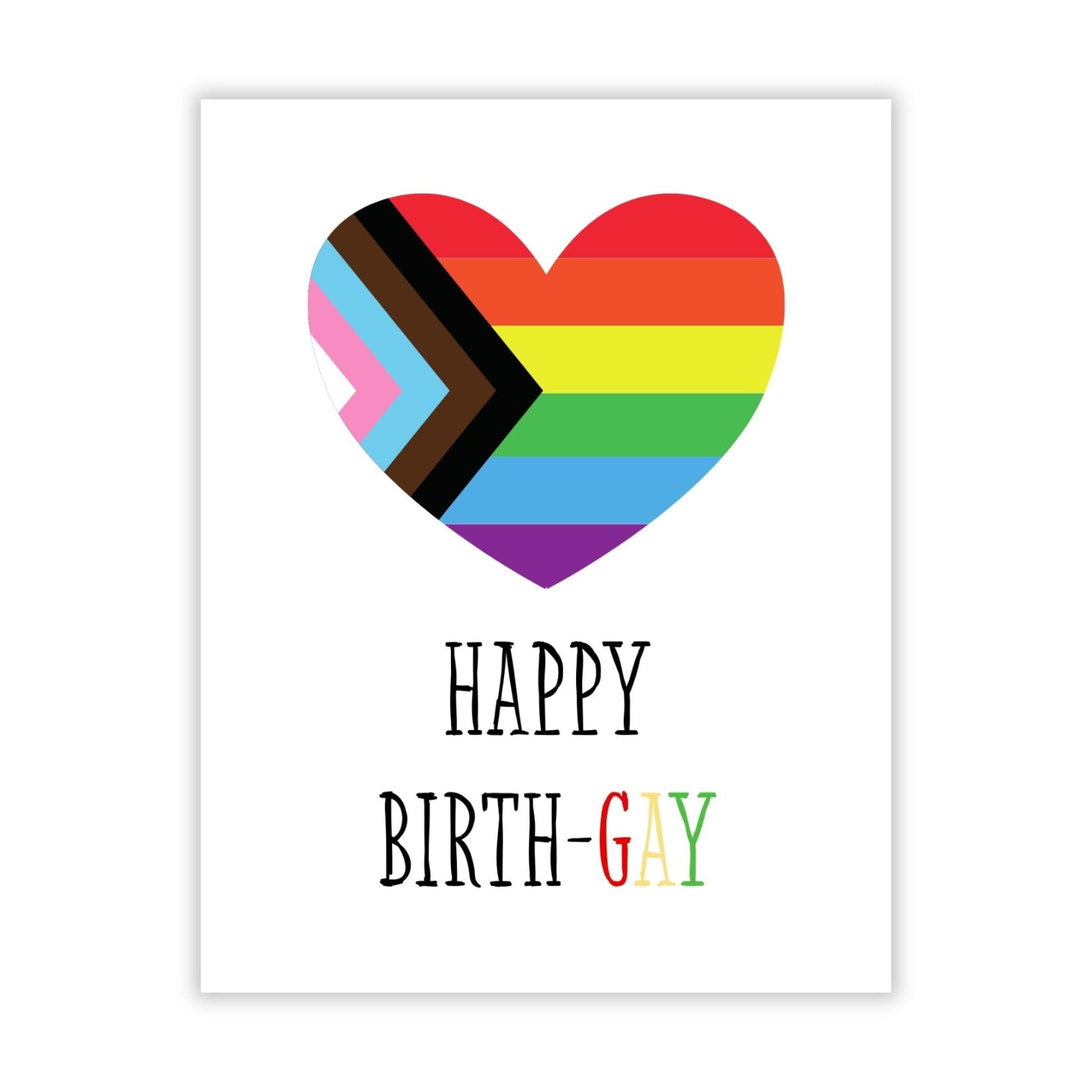 Happy Birth-Gay LGBTQ+ Greeting Card with Rainbow Heart – Funny Birthday Card for Gay Friend, Boyfriend, Husband, LGBTQ Couple – Made in USA