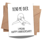 Sexy Funny Anniversary Card for Husband Wife Boyfriend Girlfriend – Bend Me Over I MeaN Happy Anniversary! – Handmade in USA