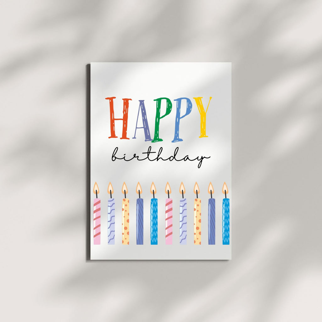 Happy Birthday Card with Blown Candles Illustration – Fun Birthday Greeting for Men, Women, Kids, Friends & Coworkers – Cool Handmade Card Gift USA
