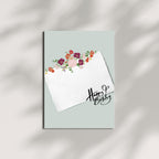 Minimalist Floral Happy Birthday Card – Elegant Textured Paper Look – Blank Inside – Classy Birthday Greeting for Her, Mom, Friend, or Coworker