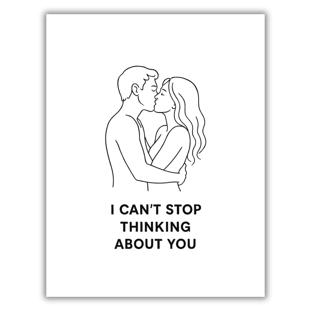 I Can’t Stop Thinking About You Greeting Card – Romantic Minimalist Line Art Love Card with Envelope – Anniversary, Valentine’s Day, Just Because – Blank Inside