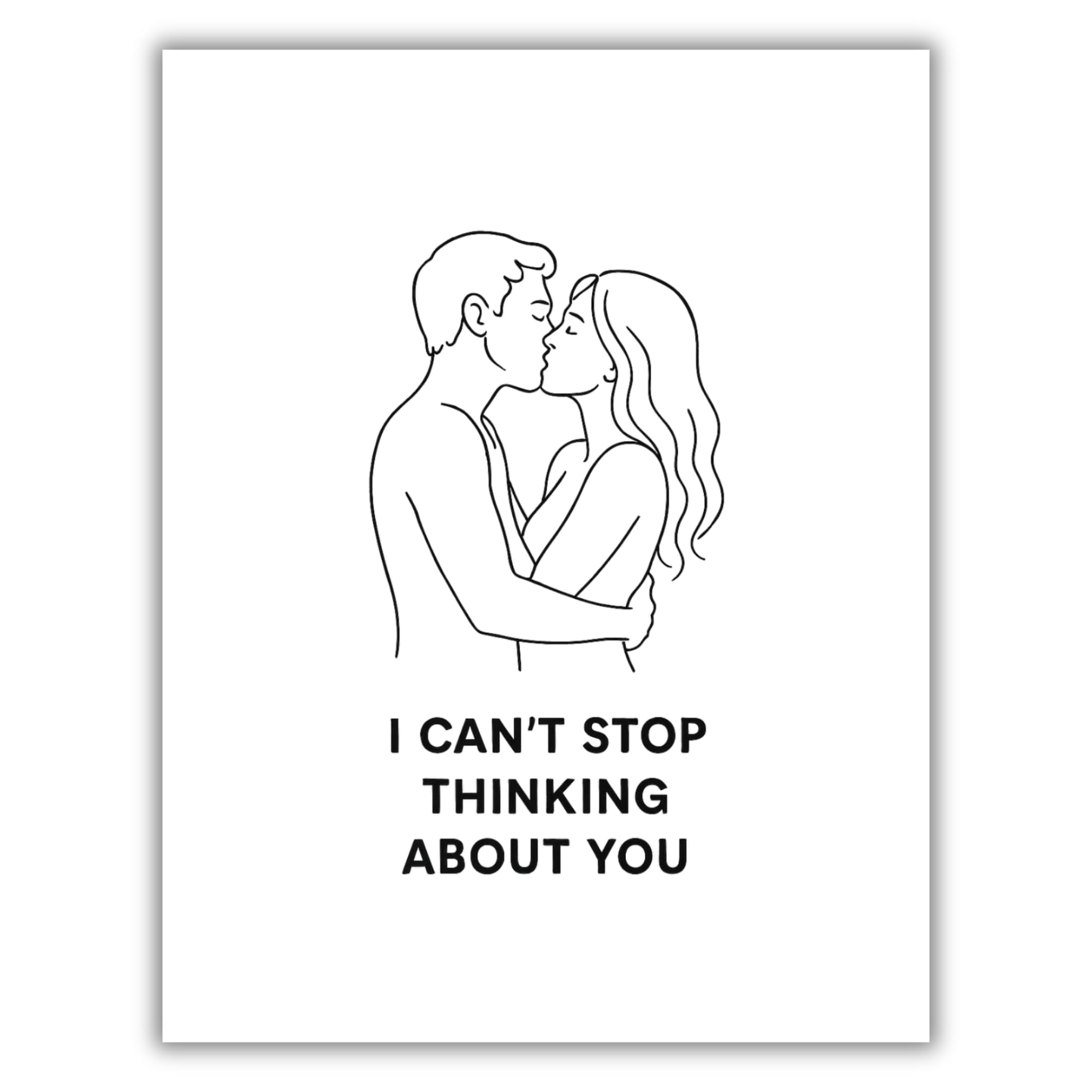 I Can’t Stop Thinking About You Greeting Card – Romantic Minimalist Line Art Love Card with Envelope – Anniversary, Valentine’s Day, Just Because – Blank Inside