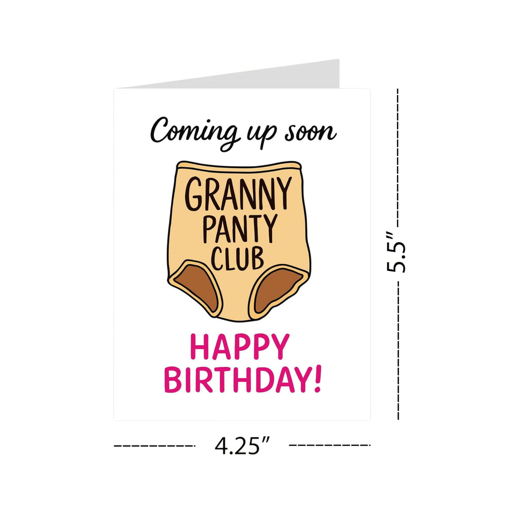 Granny Panty Club Birthday Card Hilarious Greeting for Women, Men, Friends, Coworkers – Sarcastic Birthday Humor – Made in USA