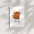 Taurus Zodiac Greeting Card – April 20 to May 20 – Handmade Astrology Birthday Card with Cute Bull Design – Blank Inside – 4.25 x 5.5” – Earth Sign Gift