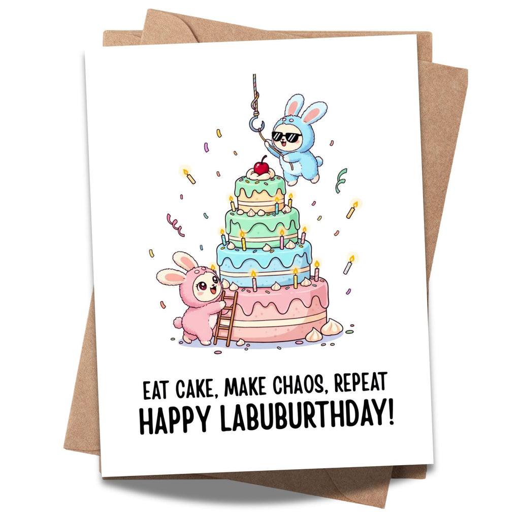 Cute Anime Birthday Card Compatible with Labubu Birthday Theme Handmade Collectible Character Greeting Card for Friends Kids Women Men Unique Gift