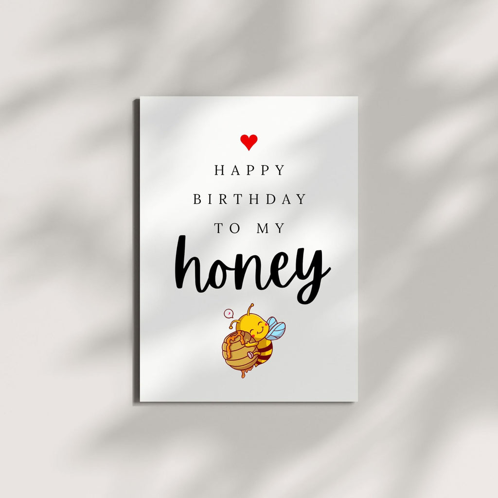 Happy Birthday to My Honey Romantic Birthday Card for Wife Husband Girlfriend Boyfriend Partner Sweet Greeting Card Love Note Keepsake Handmade in USA