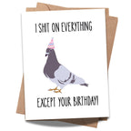 Funny Pigeon Birthday Card Hilarious Bird Illustration with Party Hat – Sarcastic Birthday Greeting for Men, Women, Friends & Coworkers – Handmade USA