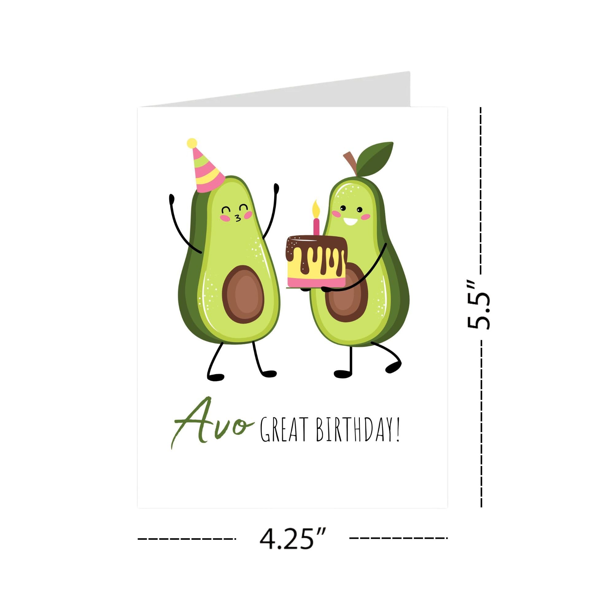 Funny Birthday Card Have an Avogreat Birthday Cute Avocado Greeting for Men, Women, Kids, Friends, Coworkers – Handmade in USA