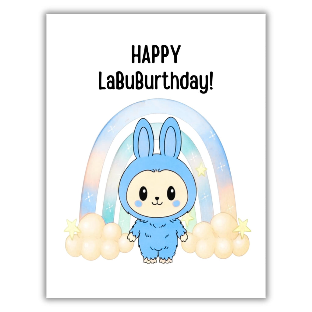 Cute Birthday Card Compatible with Labubu Birthday Theme, Handmade Greeting Card for Kids, Friends, Collectors, Anime-Inspired Gift