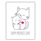 Cute Mother’s Day Card Cat & Kitten Illustration Adorable Heartwarming Design Premium Quality Blank Inside Made in USA