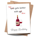 Funny Wine Birthday Card for Women & Men – Age Gets Better with Wine, Humorous Birthday Card for Friends, Wife, Husband, Fun Gift for Wine Lovers – Made in USA
