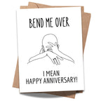 Sexy Funny Anniversary Card for Husband Wife Boyfriend Girlfriend – Bend Me Over I MeaN Happy Anniversary! – Handmade in USA