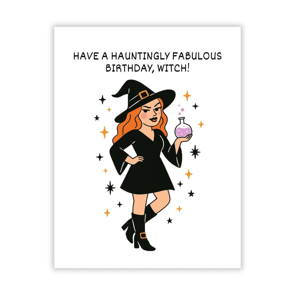 Funny Birthday Card Have a Hauntingly Fabulous Birthday Witch Spooky Cute Greeting for Women, Friends, Coworkers, Kids Handmade in USA