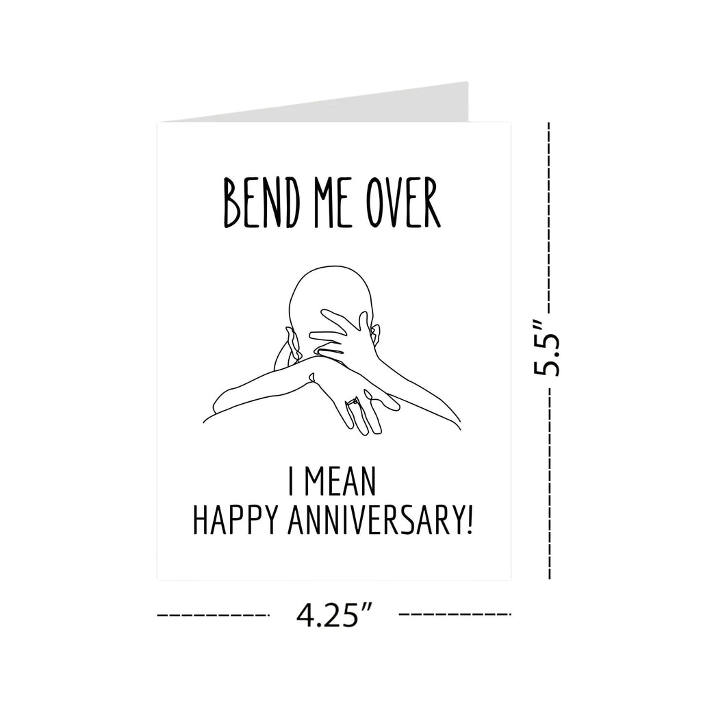 Sexy Funny Anniversary Card for Husband Wife Boyfriend Girlfriend – Bend Me Over I MeaN Happy Anniversary! – Handmade in USA