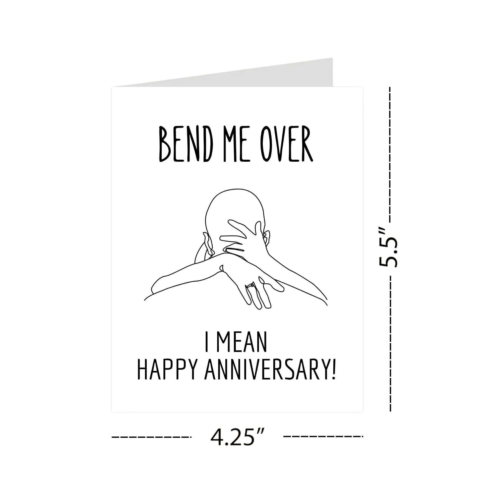 Sexy Funny Anniversary Card for Husband Wife Boyfriend Girlfriend – Bend Me Over I MeaN Happy Anniversary! – Handmade in USA