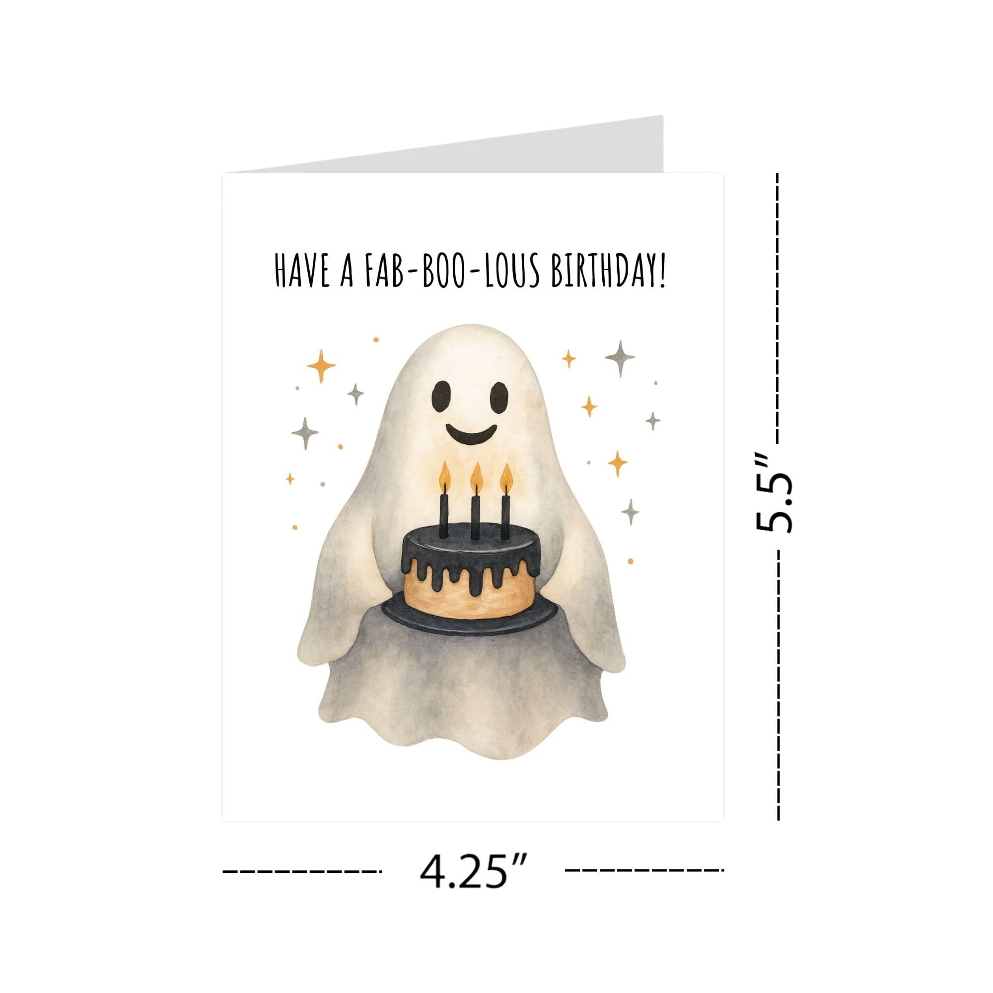 Funny Birthday Card Have a Fab-Boo-Lous Birthday Cute Ghost Spooky Greeting for Men, Women, Kids, Friends, Coworkers Handmade in USA