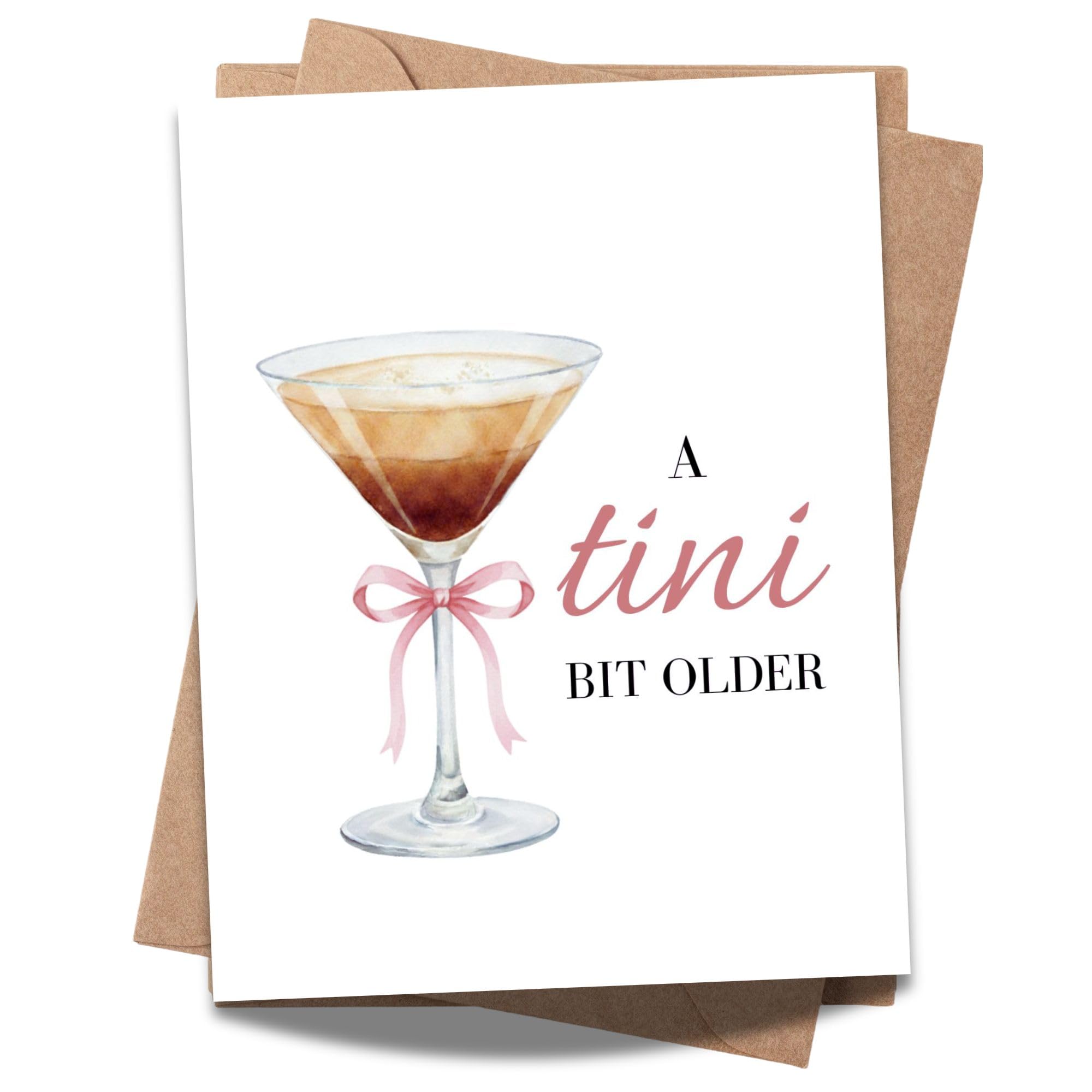 Espresso Martini Birthday Card Funny Coffee & Cocktail Greeting Card for Women Best Friend Sister Daughter Wife Girlfriend Handmade A Tini Bit Older Gift