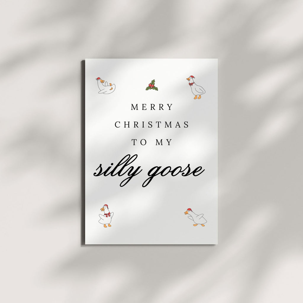 Merry Christmas to My Silly Goose Funny Holiday Card for Girlfriend Boyfriend Wife Husband Partner Cute Christmas Greeting Card Love Note Handmade in USA
