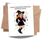 Funny Birthday Card Have a Hauntingly Fabulous Birthday Witch Spooky Cute Greeting for Women, Friends, Coworkers, Kids Handmade in USA