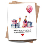 60th Birthday Card Watercolor Gift Illustration Milestone Greeting for Men, Women, Friends, Family, Coworkers – Handmade in USA