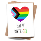 Happy Birth-Gay LGBTQ+ Greeting Card with Rainbow Heart – Funny Birthday Card for Gay Friend, Boyfriend, Husband, LGBTQ Couple – Made in USA
