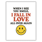 When I See You Smile, I Fall in Love All Over Again – Retro Love Greeting Card with Envelope – Cute, Nostalgic Gift for Him or Her – Blank Inside