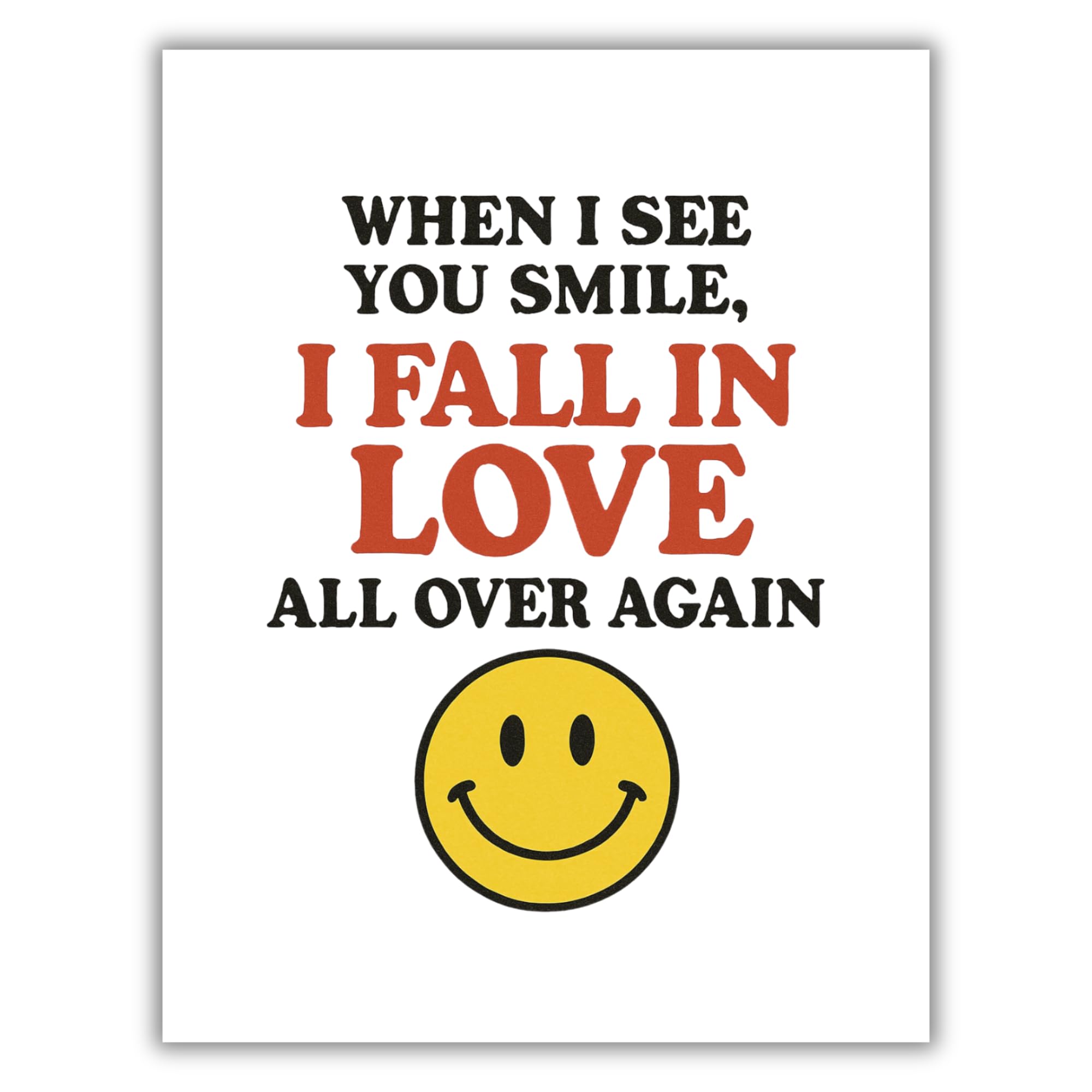 When I See You Smile, I Fall in Love All Over Again – Retro Love Greeting Card with Envelope – Cute, Nostalgic Gift for Him or Her – Blank Inside