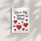 You’re My Queen Mom Card – Cute Red Heart Design Mother’s Day Greeting – 4.25x5.5 inch – Blank Inside – Fun & Loving Card for Mom from Daughter or Son