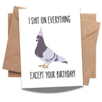 Funny Pigeon Birthday Card Hilarious Bird Illustration with Party Hat – Sarcastic Birthday Greeting for Men, Women, Friends & Coworkers – Handmade USA