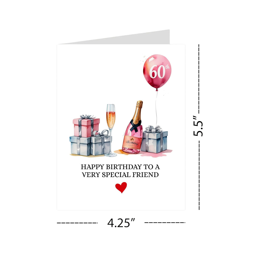60th Birthday Card Watercolor Gift Illustration Milestone Greeting for Men, Women, Friends, Family, Coworkers – Handmade in USA