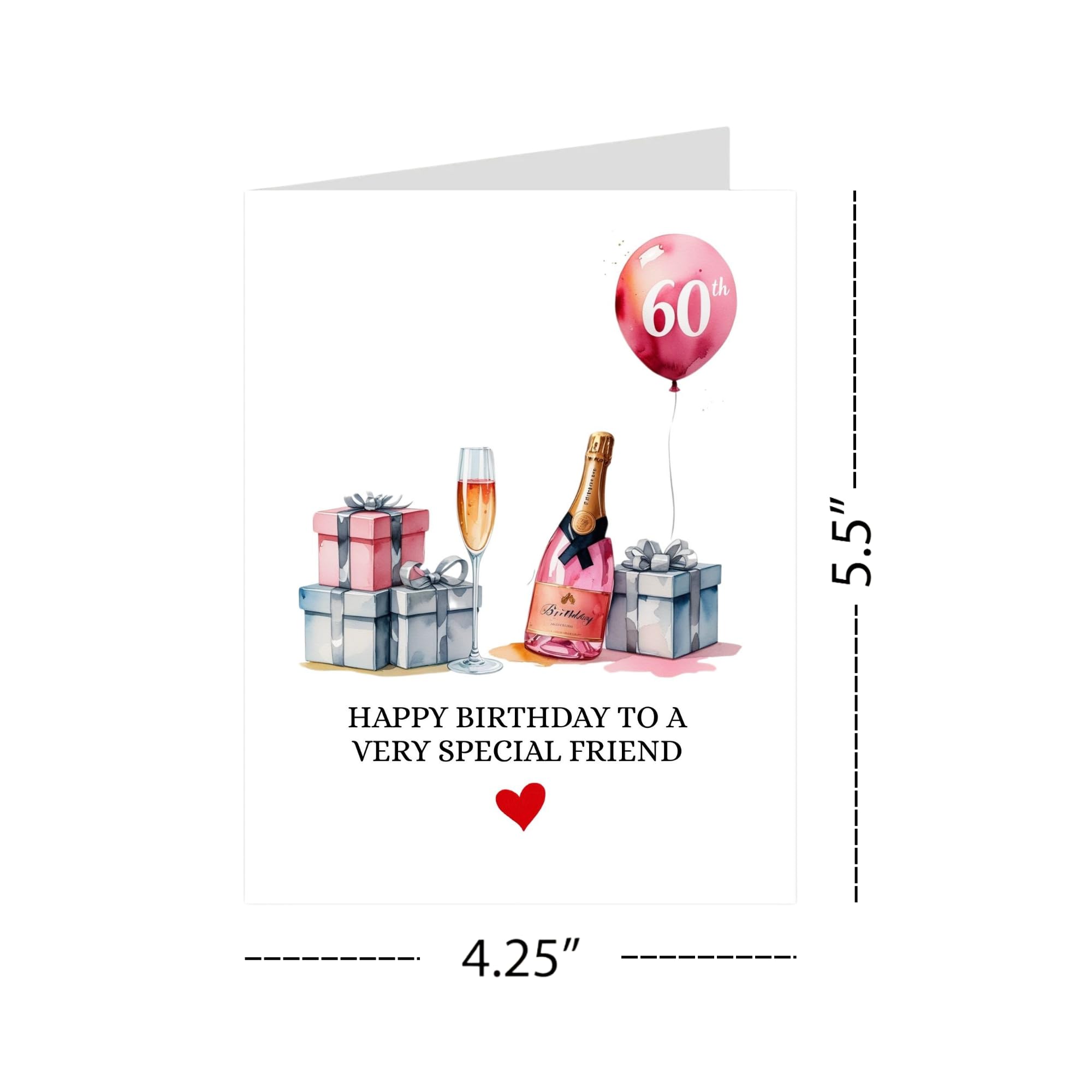 60th Birthday Card Watercolor Gift Illustration Milestone Greeting for Men, Women, Friends, Family, Coworkers – Handmade in USA