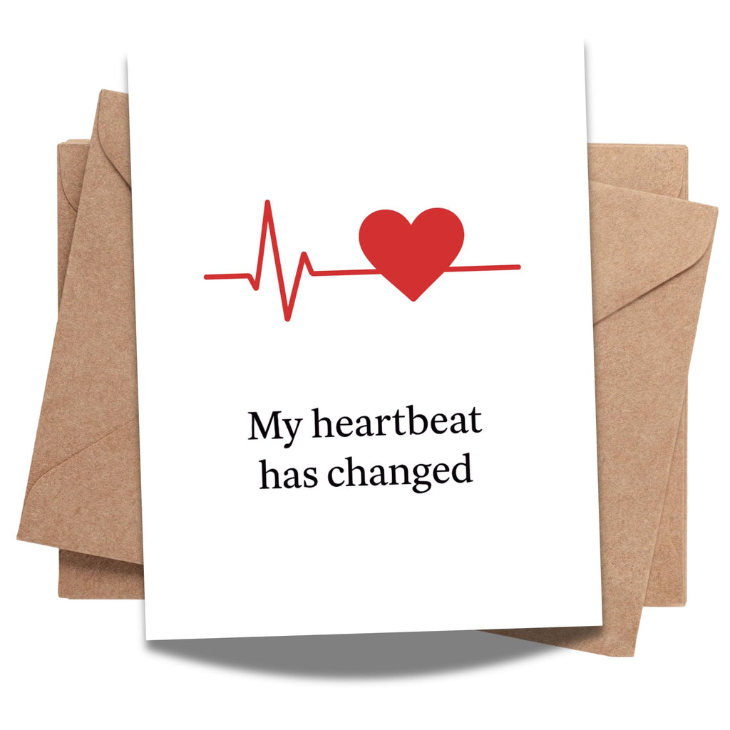 My Heartbeat Has Changed Minimalist Love Card – Heart & Pulse Line Design – Romantic Blank Greeting Card – 4.25x5.5 inch for Him or Her