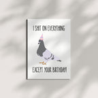 Funny Pigeon Birthday Card Hilarious Bird Illustration with Party Hat – Sarcastic Birthday Greeting for Men, Women, Friends & Coworkers – Handmade USA