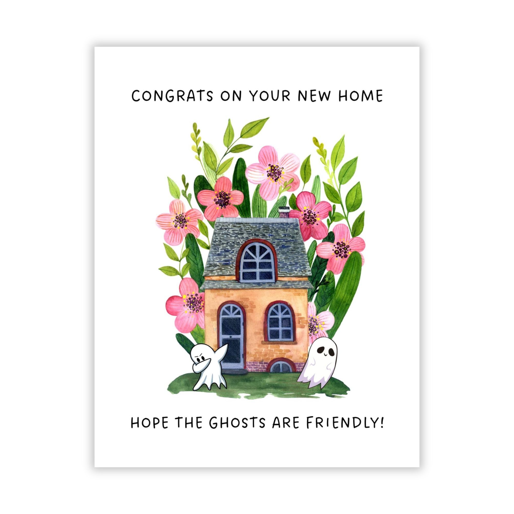 Funny Housewarming Card for New Homeowners – Congrats on Your New Home Hope the Ghosts Are Friendly – Greeting Card for Friends Family Couples – Handmade in USA