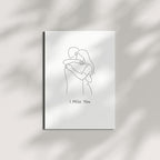 I Miss You Greeting Card – Minimalist Line Art Love Card with Envelope – Romantic Gift for Long-Distance, Anniversary, or Just Because – Blank Inside