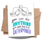 You Can Do Anything Encouragement Card – Cute Chibi Couple Illustration – 4.25x5.5 inch – Blank Inside – Motivational Greeting Card for Support & Love