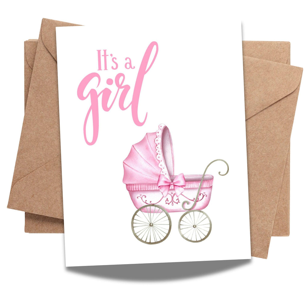 It’s a Girl Baby Shower or Newborn Celebration Card for Parents – Cute & Heartfelt Gift for New Moms, Dads, Friends, or Family